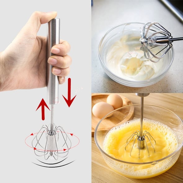 🔥 BUY 1 GET 1 FREE | Stainless Steel Push-Down Egg Beater