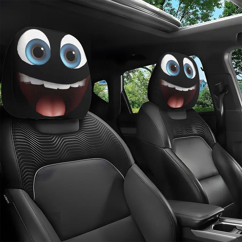 😆 Funny Cartoon Car Headrest Covers – 2PCS 2D Universal Fit🚗