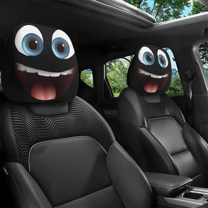 😆 Funny Cartoon Car Headrest Covers – 2PCS 2D Universal Fit🚗