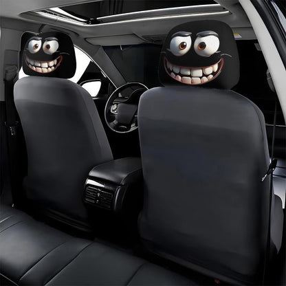 😆 Funny Cartoon Car Headrest Covers – 2PCS 2D Universal Fit🚗