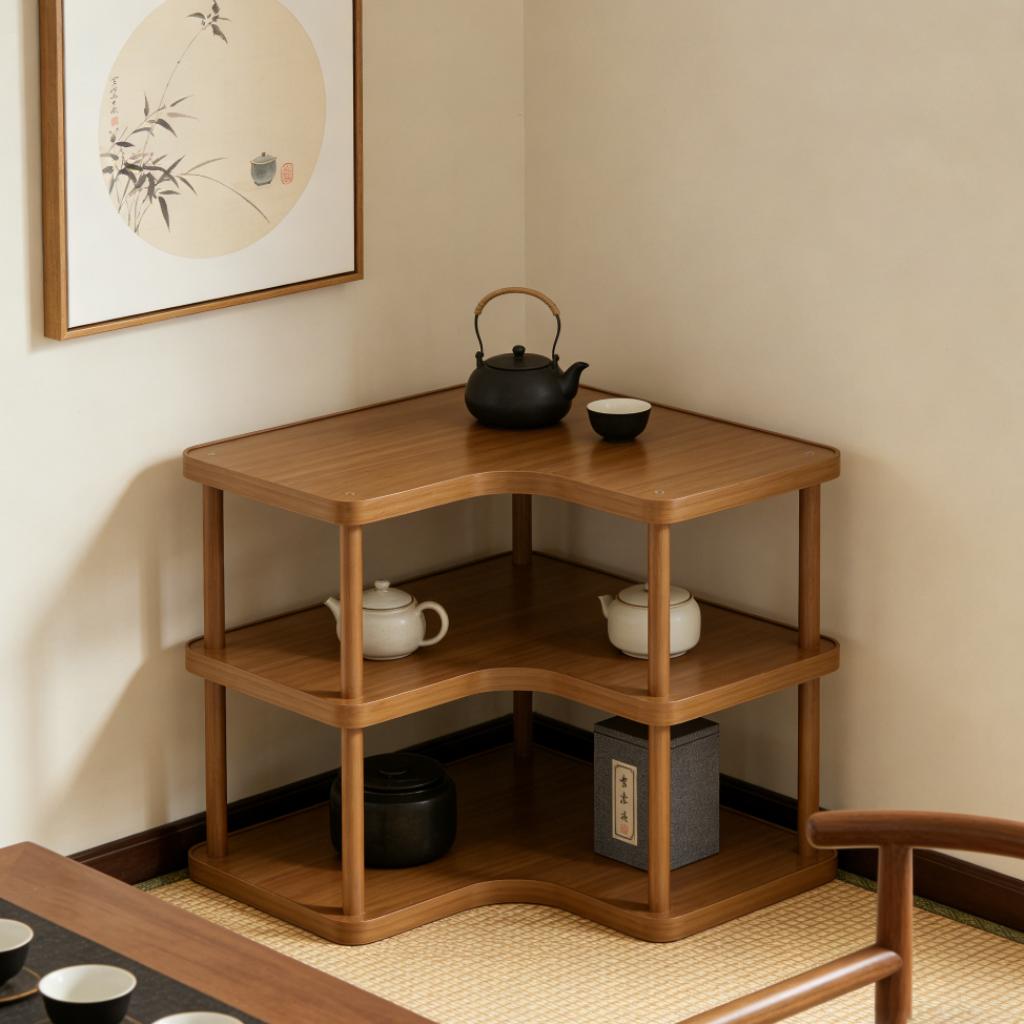 Modern Bamboo Corner Desk Organizer