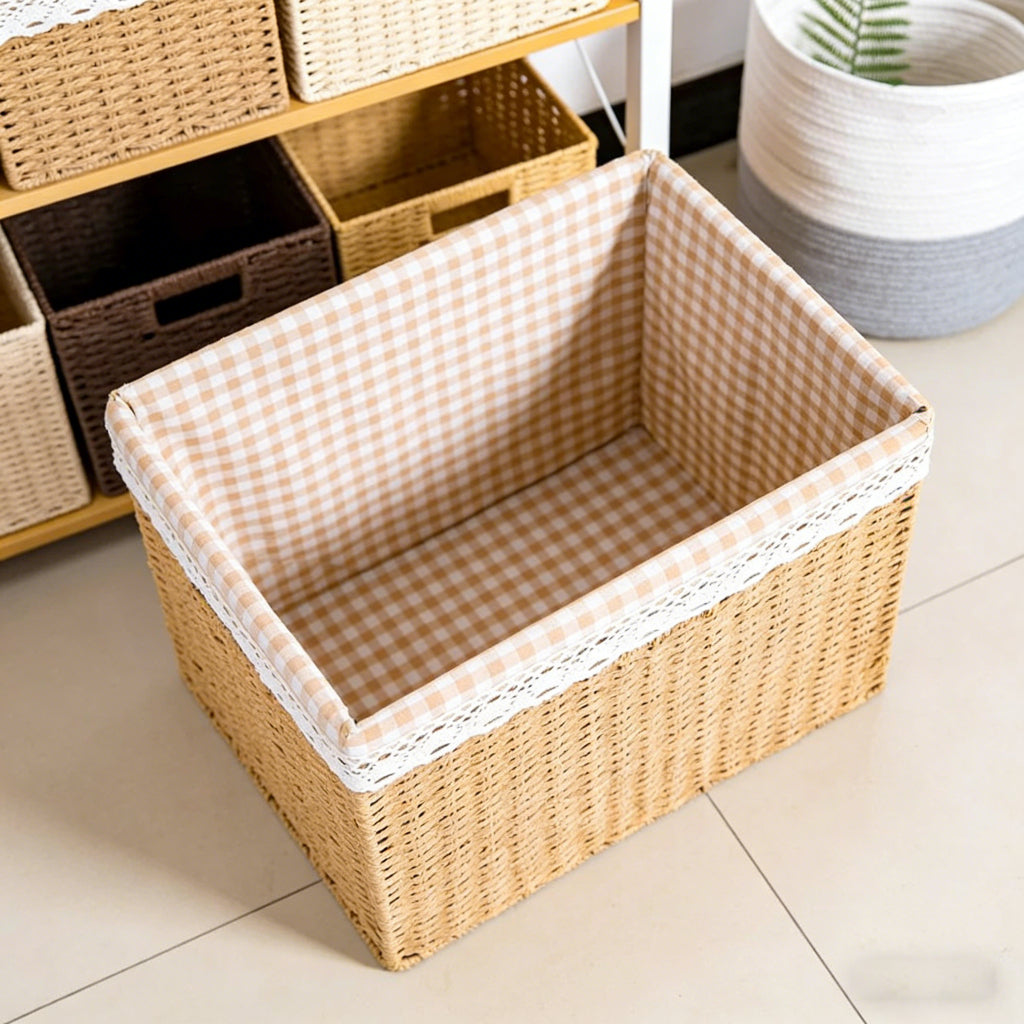Elegant Woven Storage Basket with Lidded Design