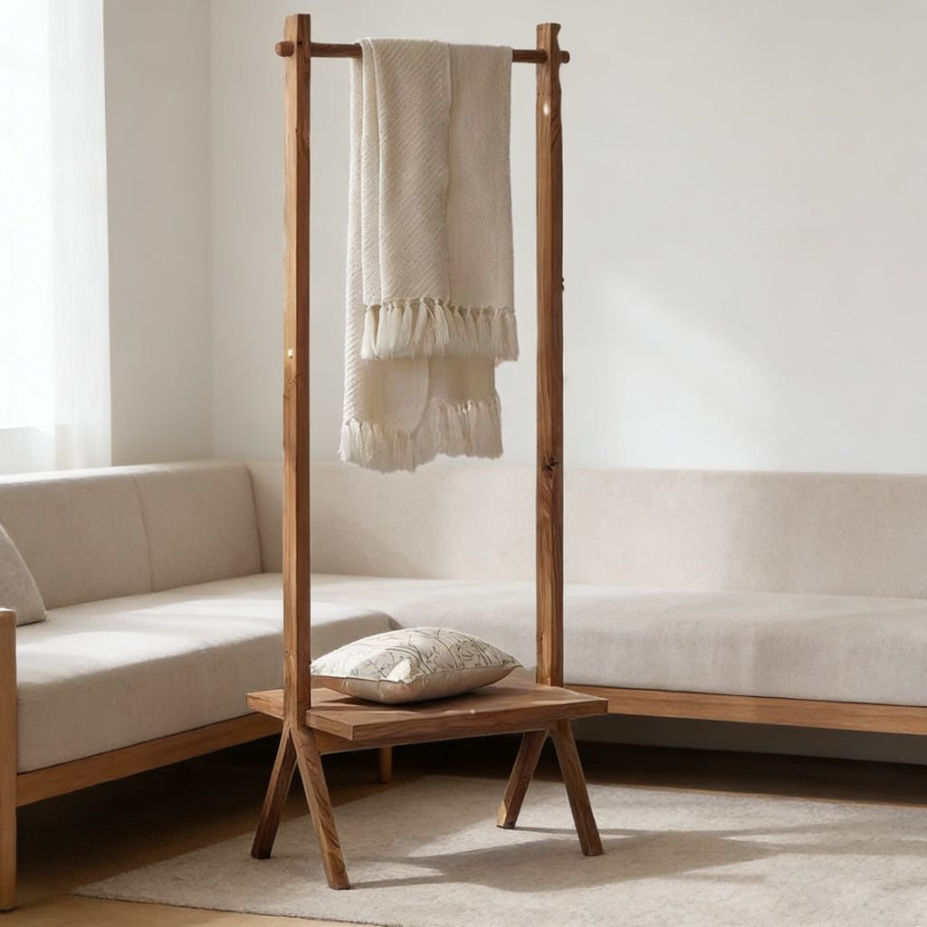 Minimalist Solid Wood Floor-Standing Coat Rack