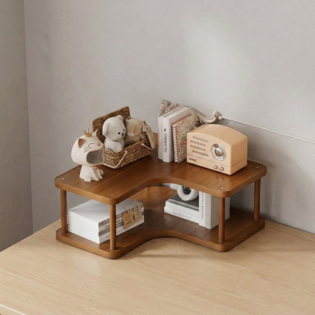 Modern Bamboo Corner Desk Organizer