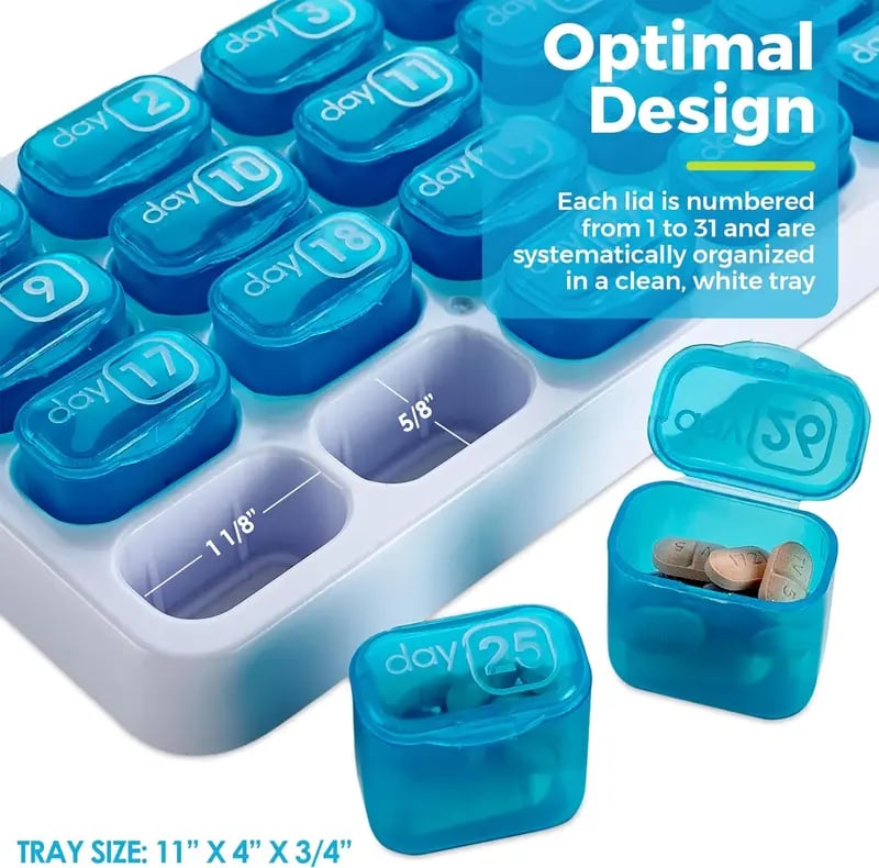 🔥 [Buy 1 Get 1 FREE] 💊 31-Day Premium Monthly Pill Organizer - Universal Travel Case for All Medications & Vitamins ✨