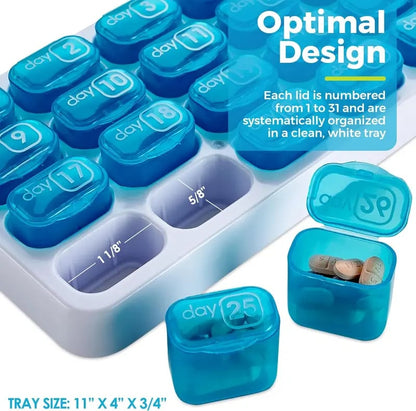 🔥 [Buy 1 Get 1 FREE] 💊 31-Day Premium Monthly Pill Organizer - Universal Travel Case for All Medications & Vitamins ✨
