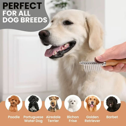 🐾 Professional Dog Dematting Rake ✅ Gentle Grooming Brush for Mats & Tangles | Undercoat Shedding Reducing Tool for All Breeds