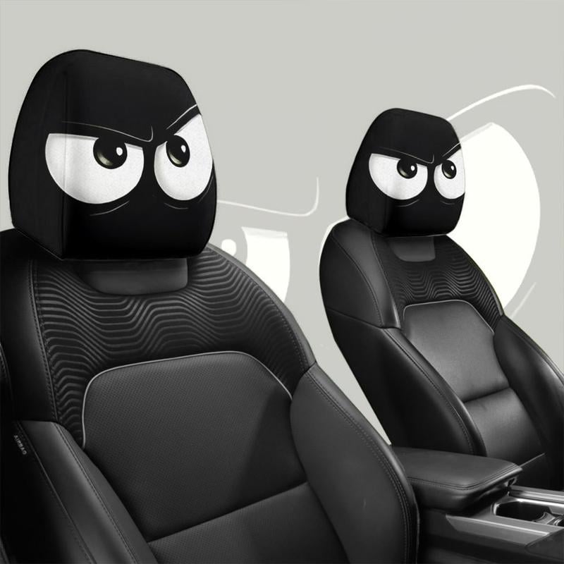😆 Funny Cartoon Car Headrest Covers – 2PCS 2D Universal Fit🚗