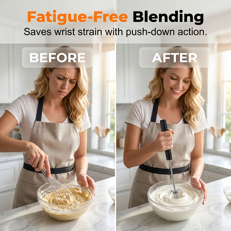🔥 BUY 1 GET 1 FREE | Stainless Steel Push-Down Egg Beater